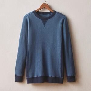 NWOT American Giant Men's Colorblock Summit Waffle Long Sleeve Crew Navy Large